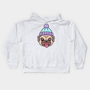 Winter pug dog Kids Hoodie